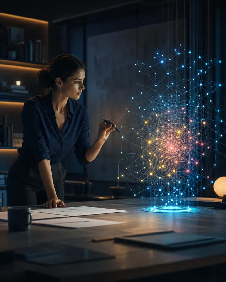 Profesional guiando una red de inteligencia artificial